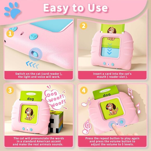 Talking Flash Cards for Toddlers – Montessori Learning Toy, Speech Therapy 224ct - Picture 3 of 5